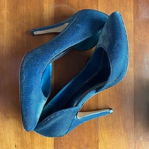 Blue Disco Pointed Toe Heels